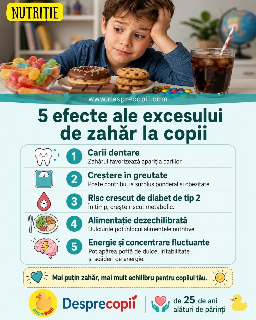 zahar la copii efect